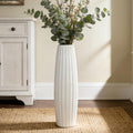 Farmhouse Ceramic Flower Vase — 17.7" — Vertical Stripes