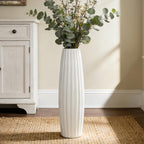Farmhouse Ceramic Flower Vase — 17.7" — Vertical Stripes