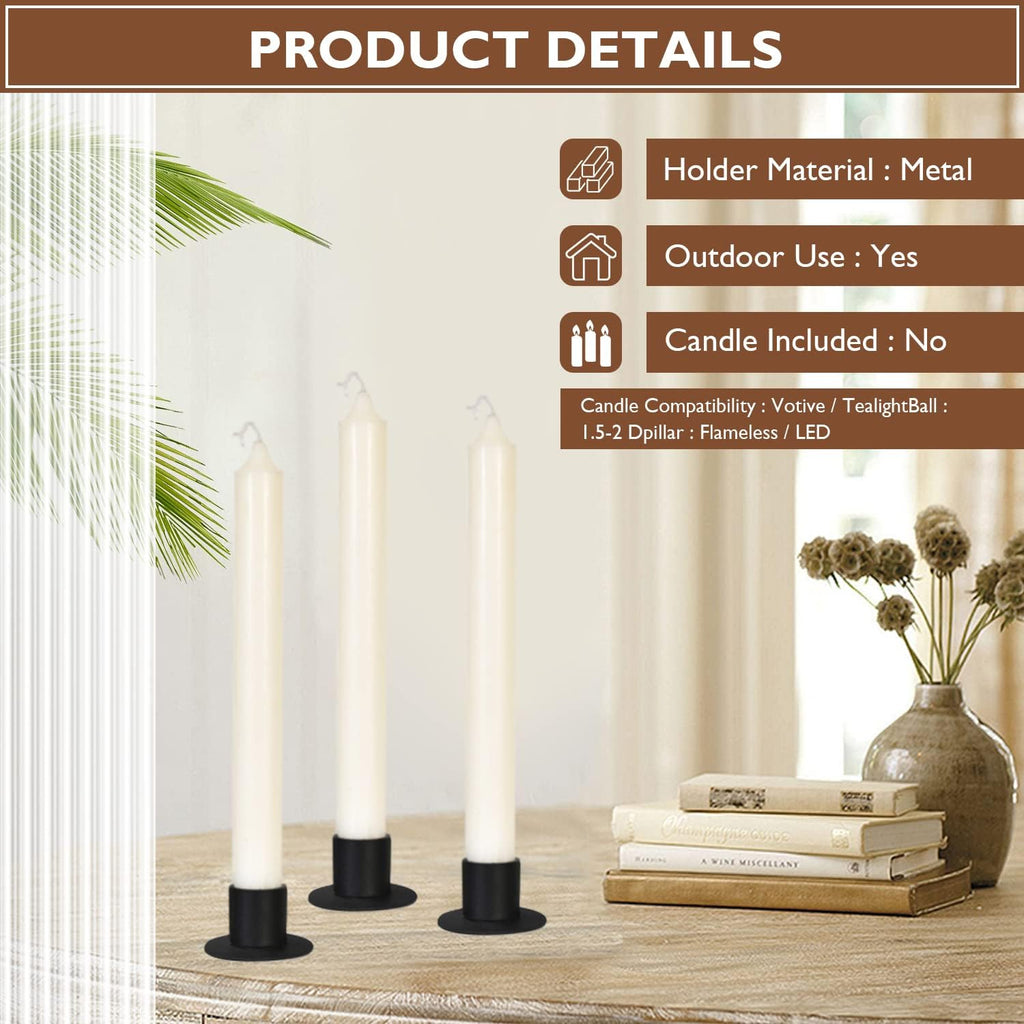 Round Black Pillar Candle — Set of 4 - View 4
