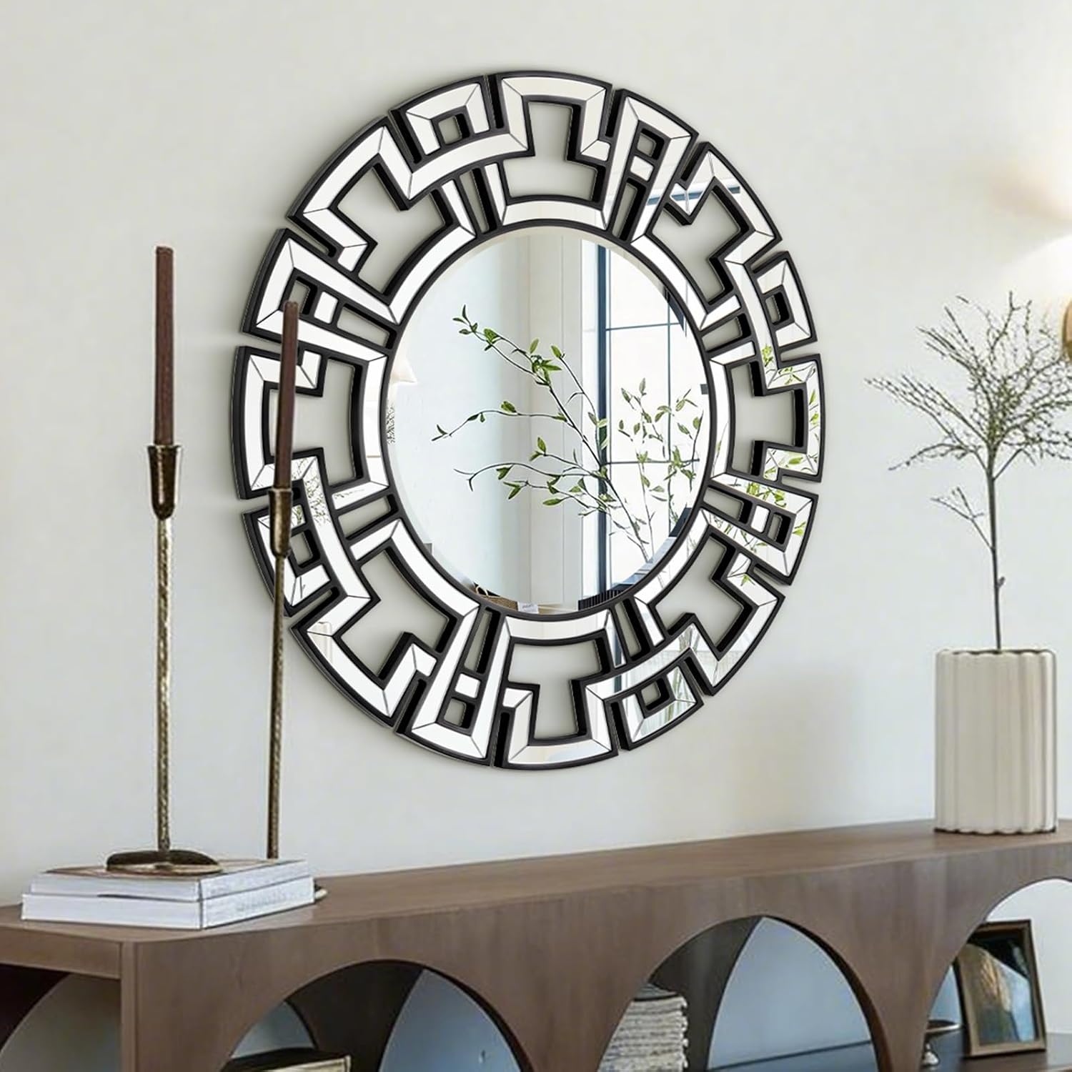 Beveled Luxe Black Wall Mirror — 32" — Black