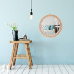 Round Boho Wood Wall Mirror — 15" - View 4