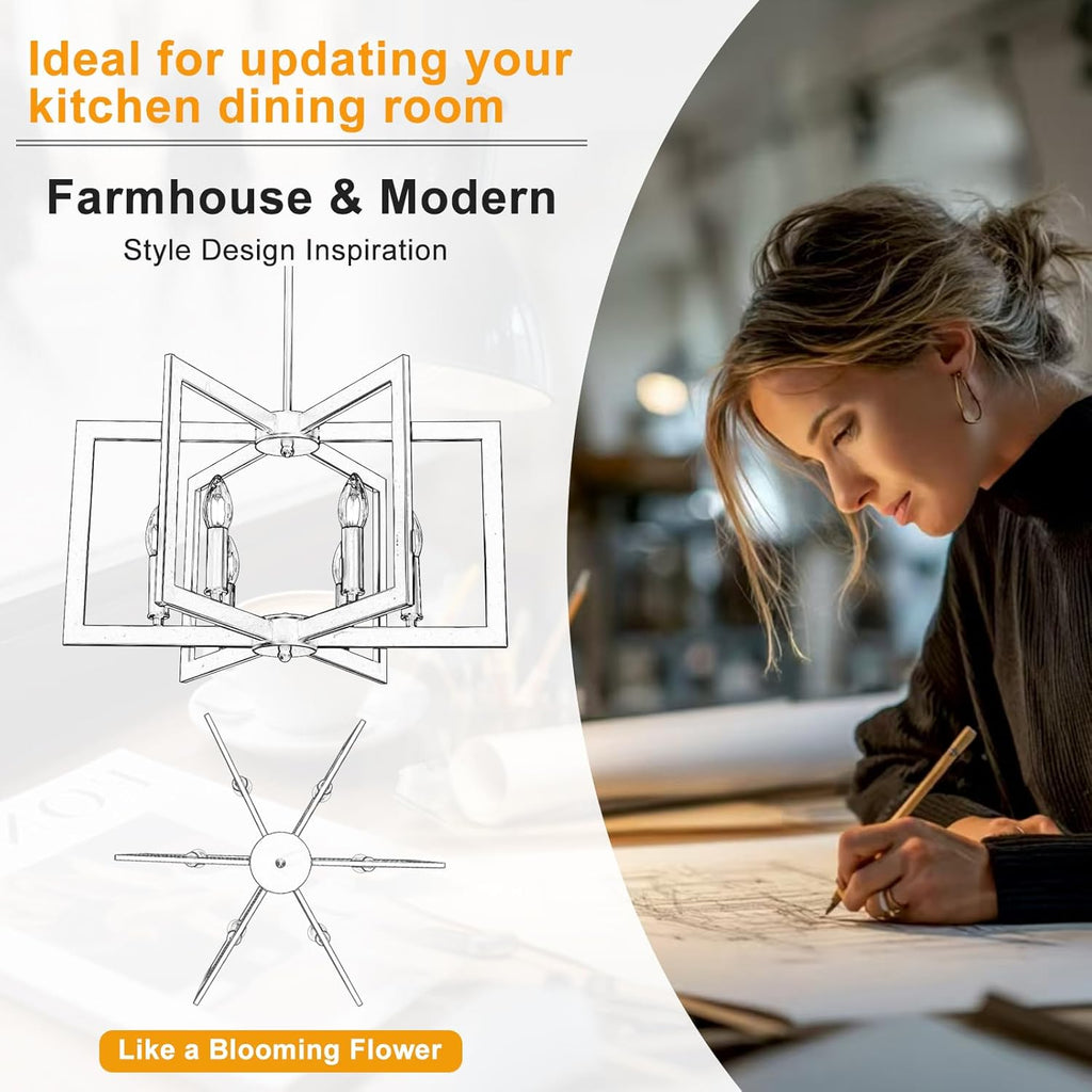 Farmhouse Black Chandelier — 6-Light - View 7