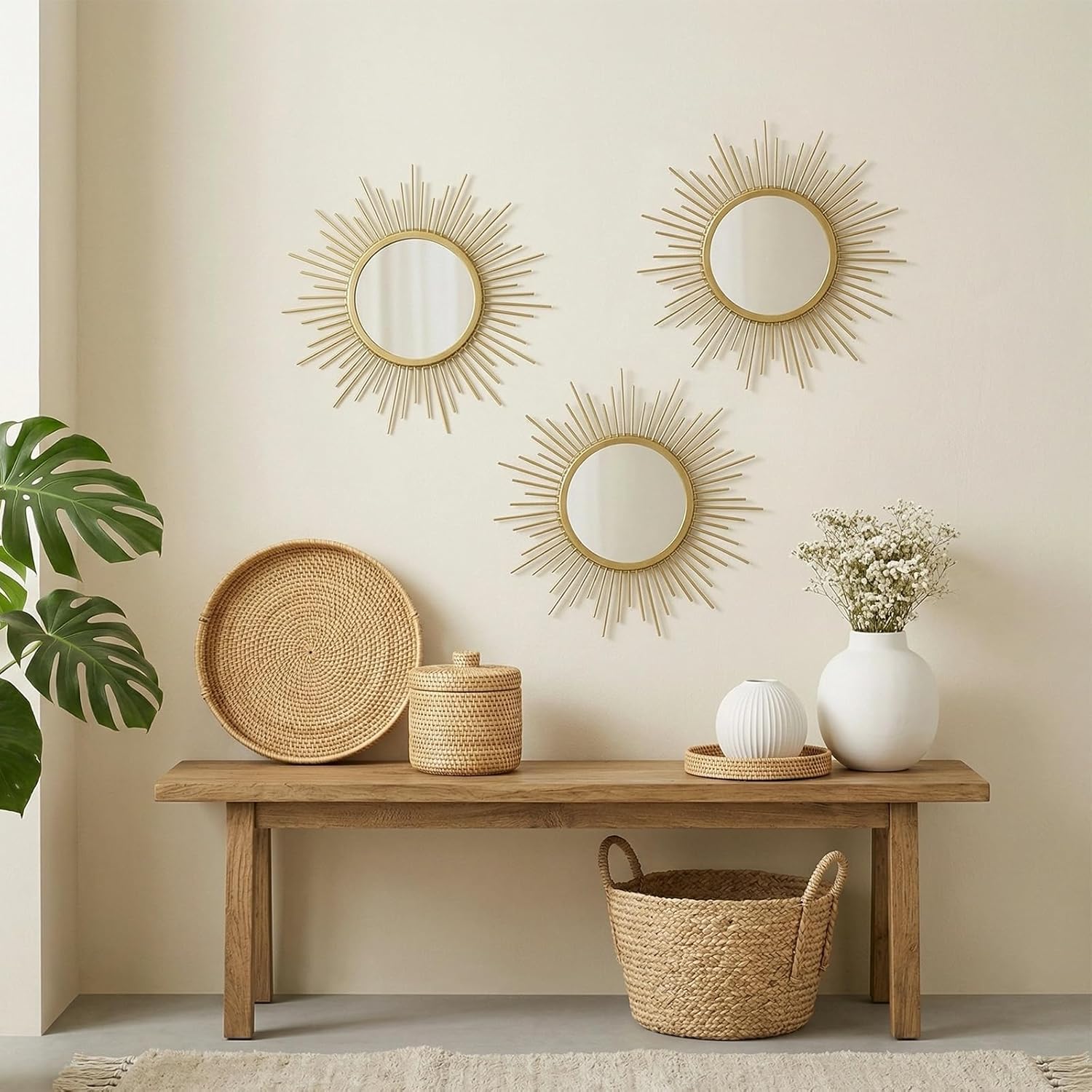 Vintage Boho Black Wall Mirror - View 2