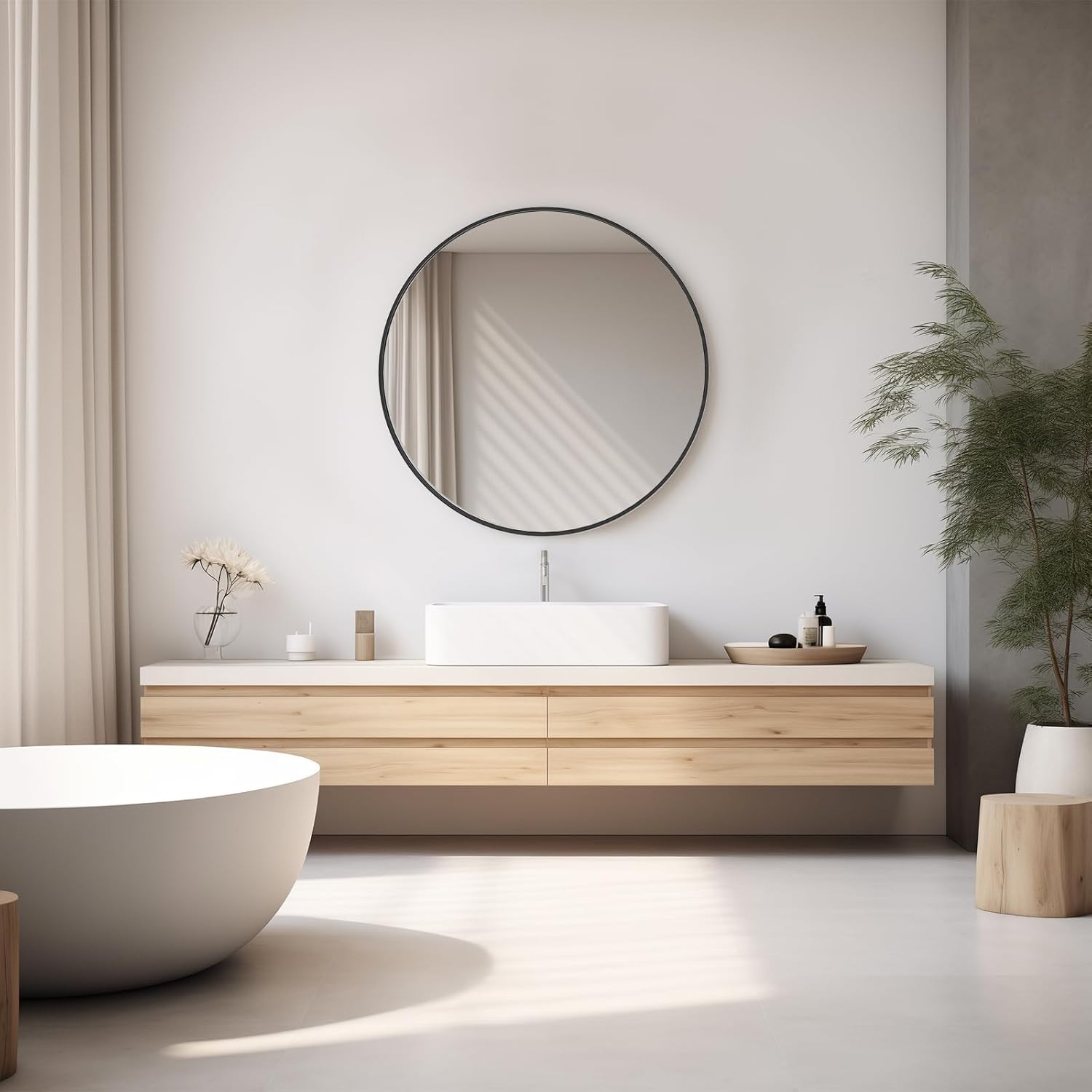 Black Round Mirror — 24" - View 5
