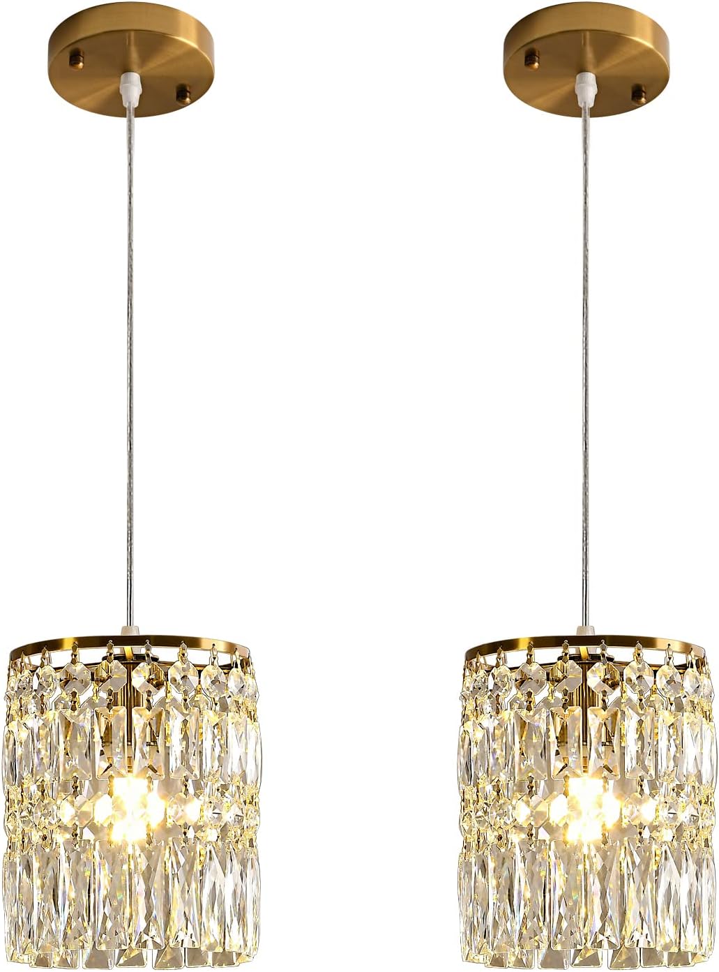 Adjustable Luxe Glass Chandelier — 2-PACK GOLD