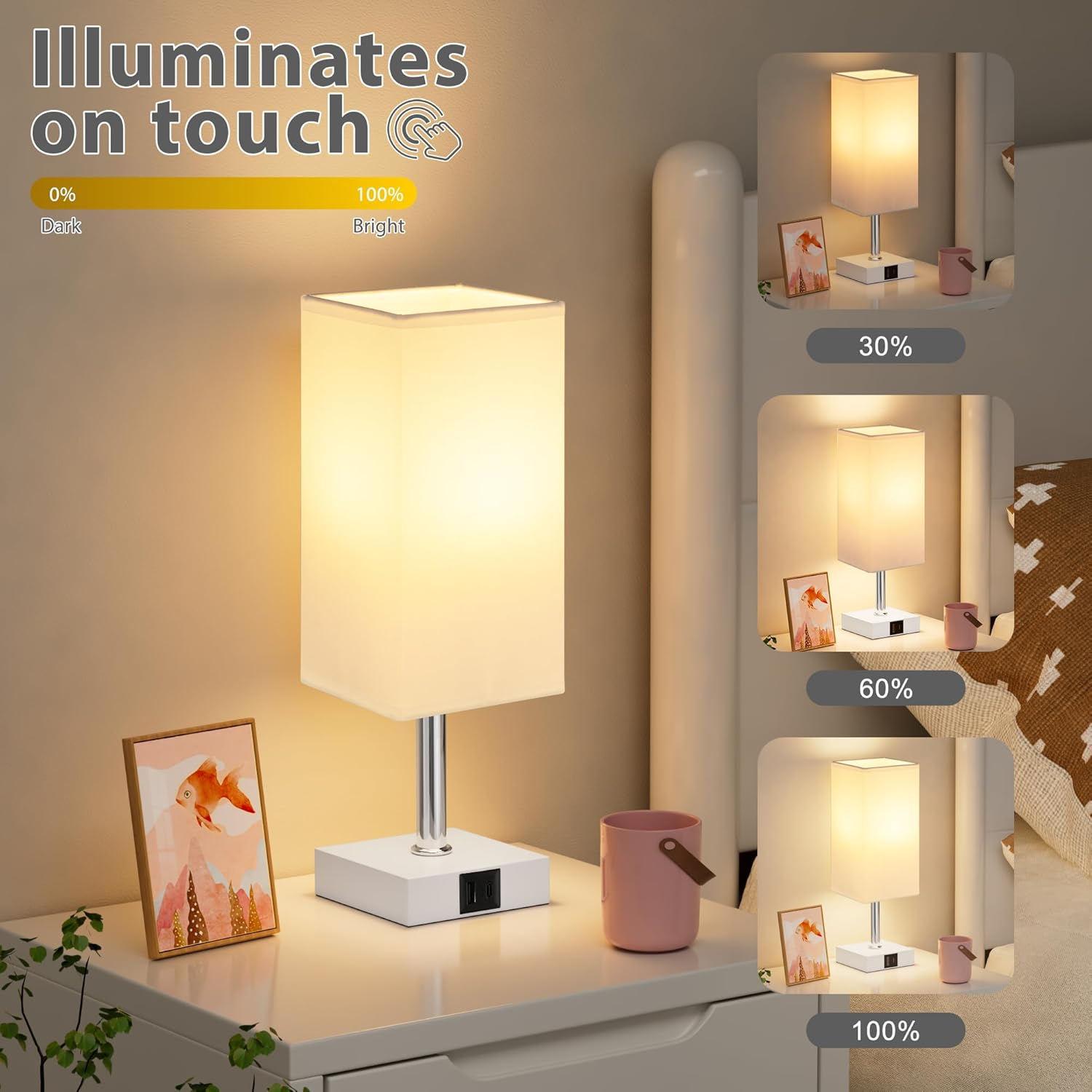 Touch Control Black Nightstand Lamp - View 4