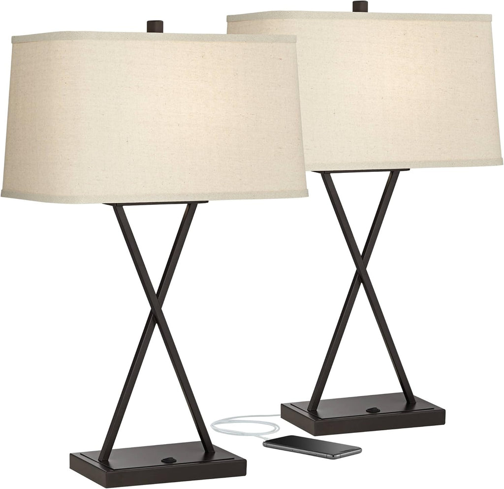 USB Charging Modern Metal Table Lamp — 26.5" - View 2