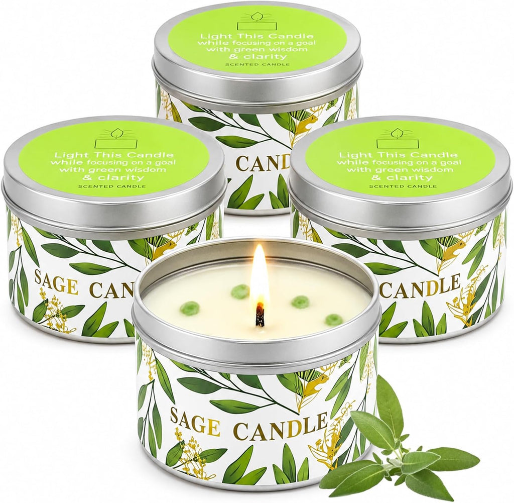 Soy Wax Luxe Glass Candle — Pure Sage 4 Pack
