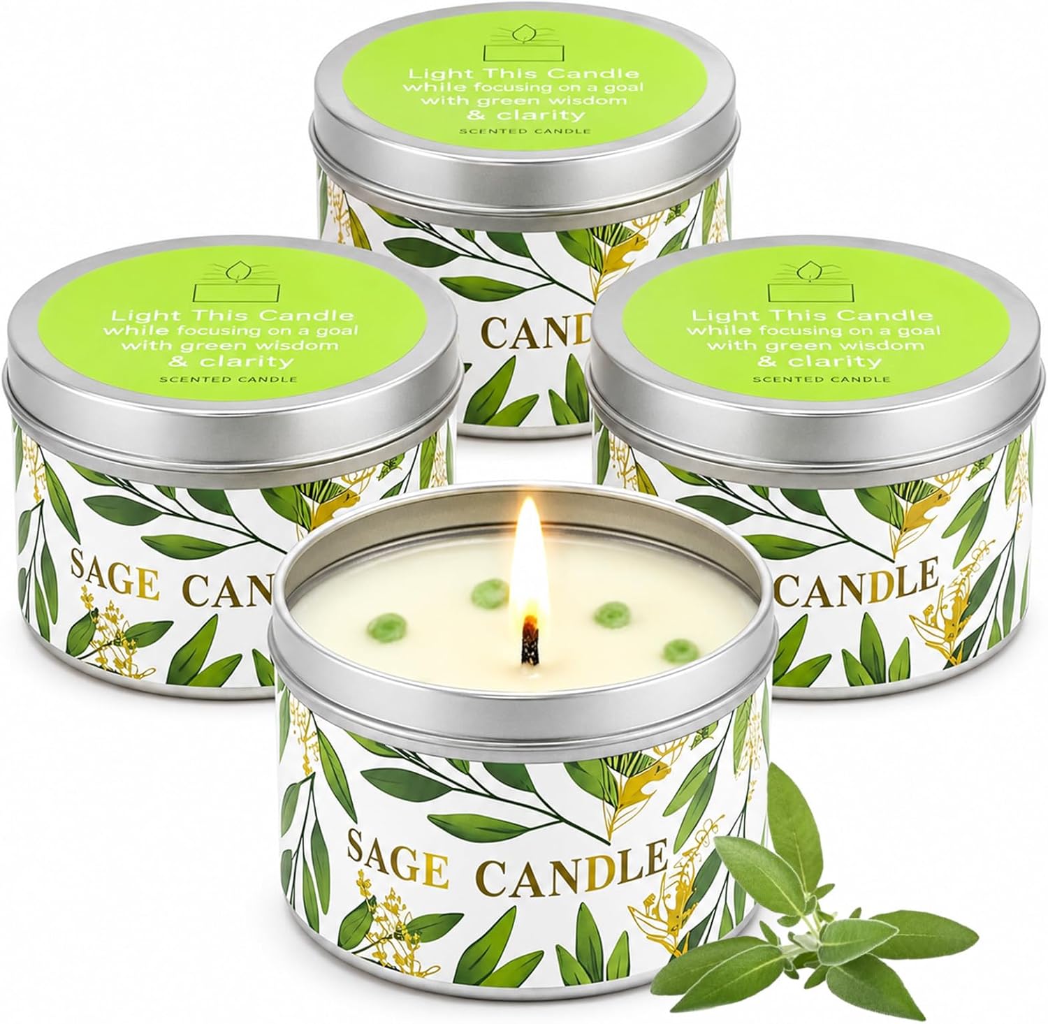 Soy Wax Luxe Glass Candle — Pure Sage 4 Pack