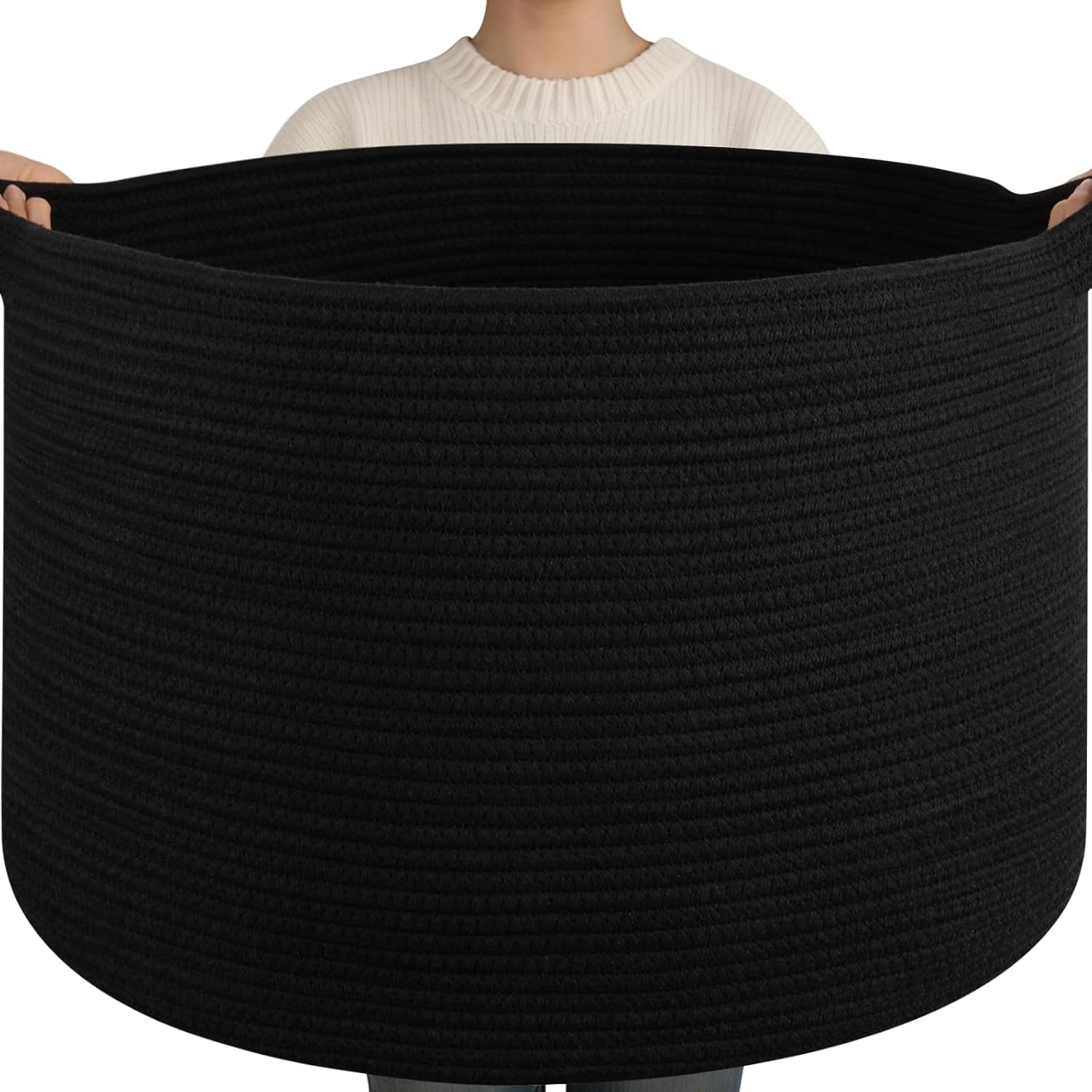 Linen Boho Black Throw Pillow — 21.7" — Black