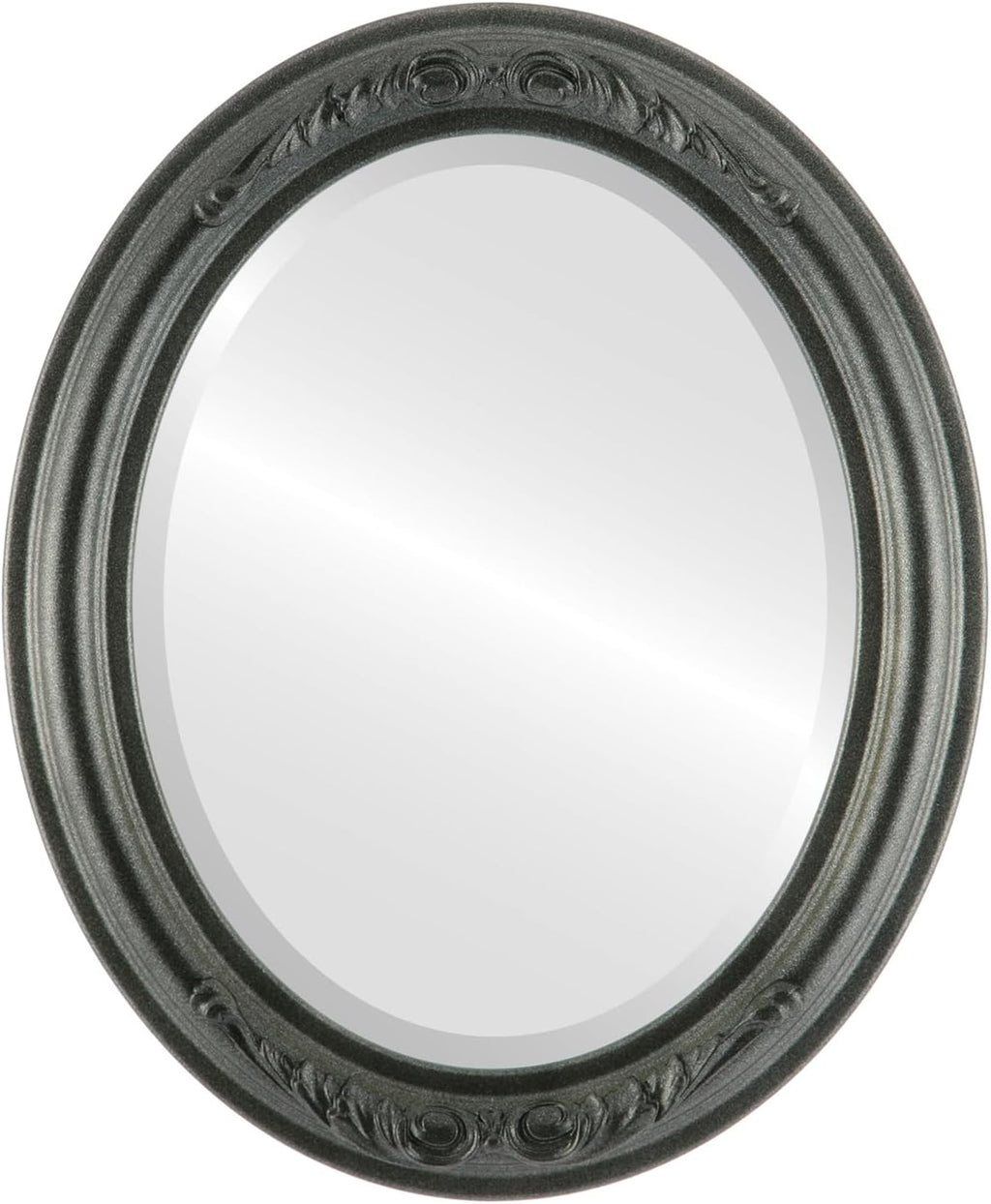 Beveled Luxe Beige Wall Mirror — 20" — Black Silver