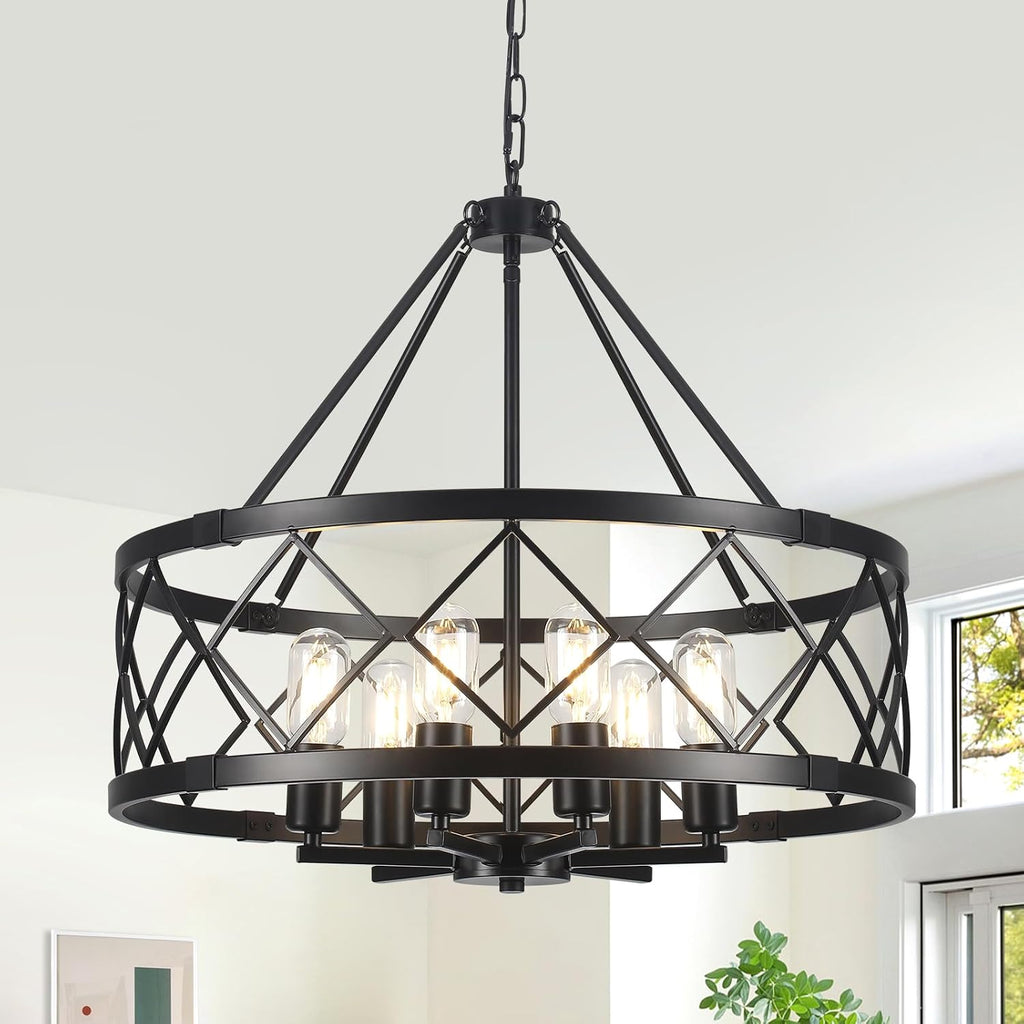 Farmhouse Black Chandelier — 4-Light — 6 Light - Matte Black