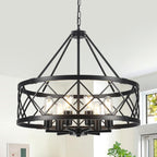 Farmhouse Black Chandelier — 4-Light — 6 Light - Matte Black