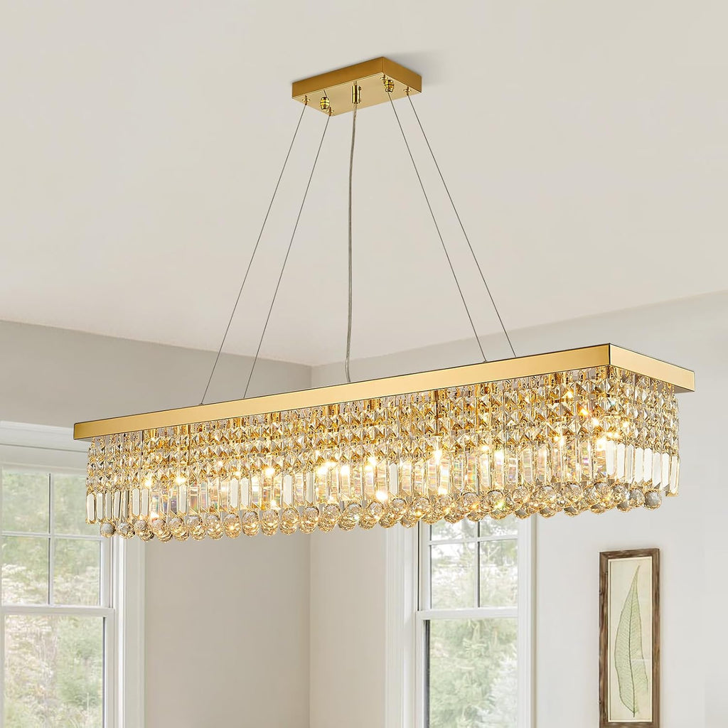 Adjustable Luxe Glass Chandelier — 6-Light — Hanging Mount