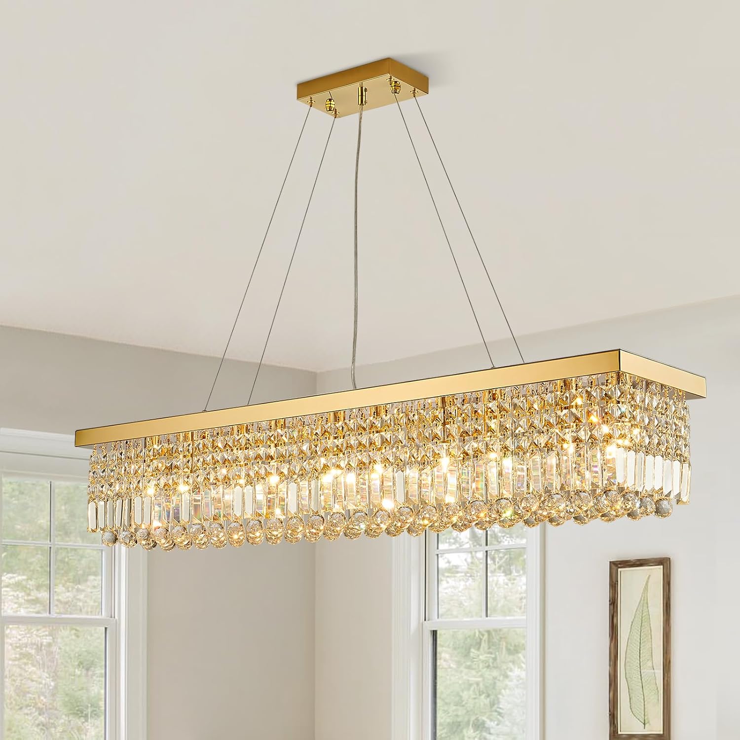 Adjustable Luxe Glass Chandelier — 6-Light — Hanging Mount