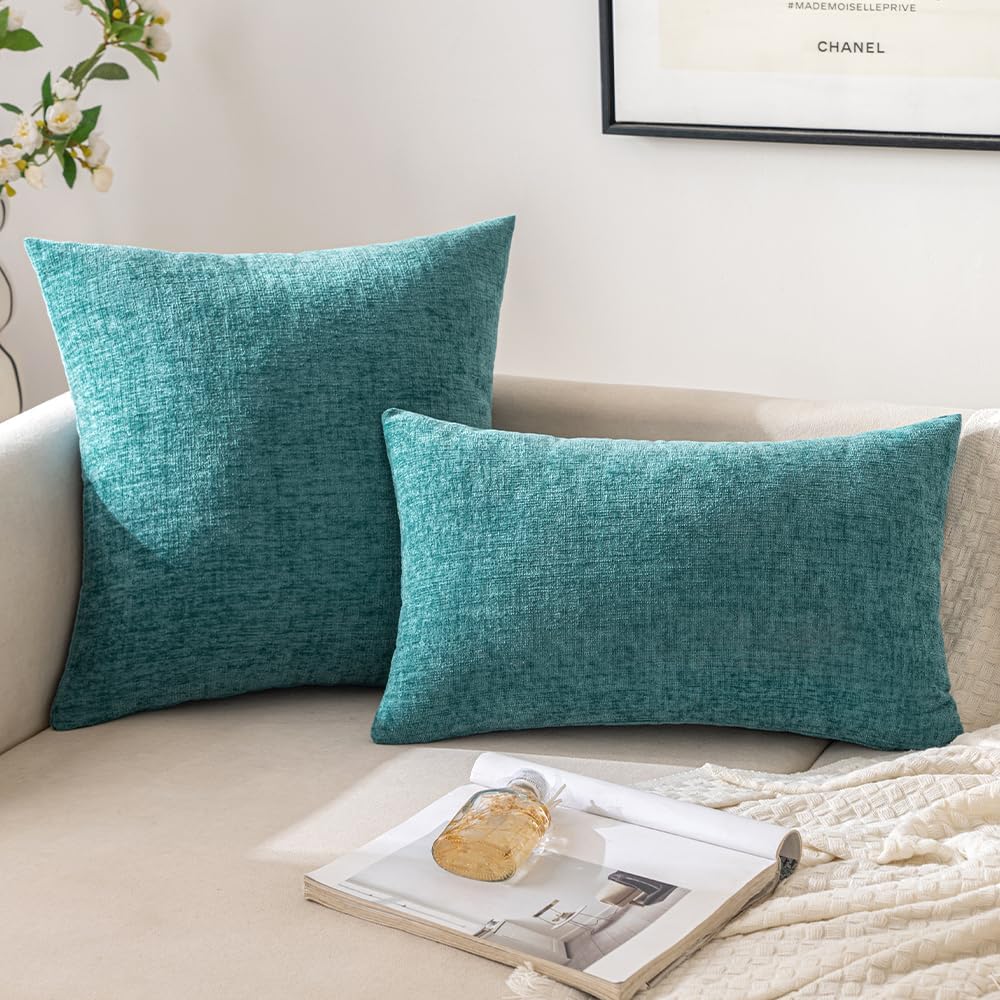 Chenille Boho Beige Throw Pillow Cover — 18" - View 2