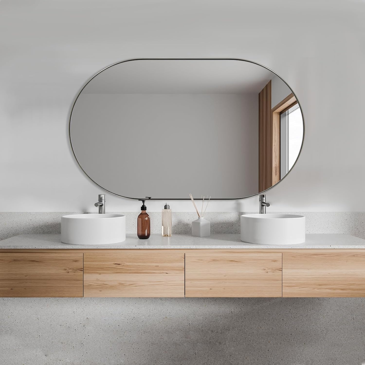Oval Luxe Black Mirror — 1" — Chrome