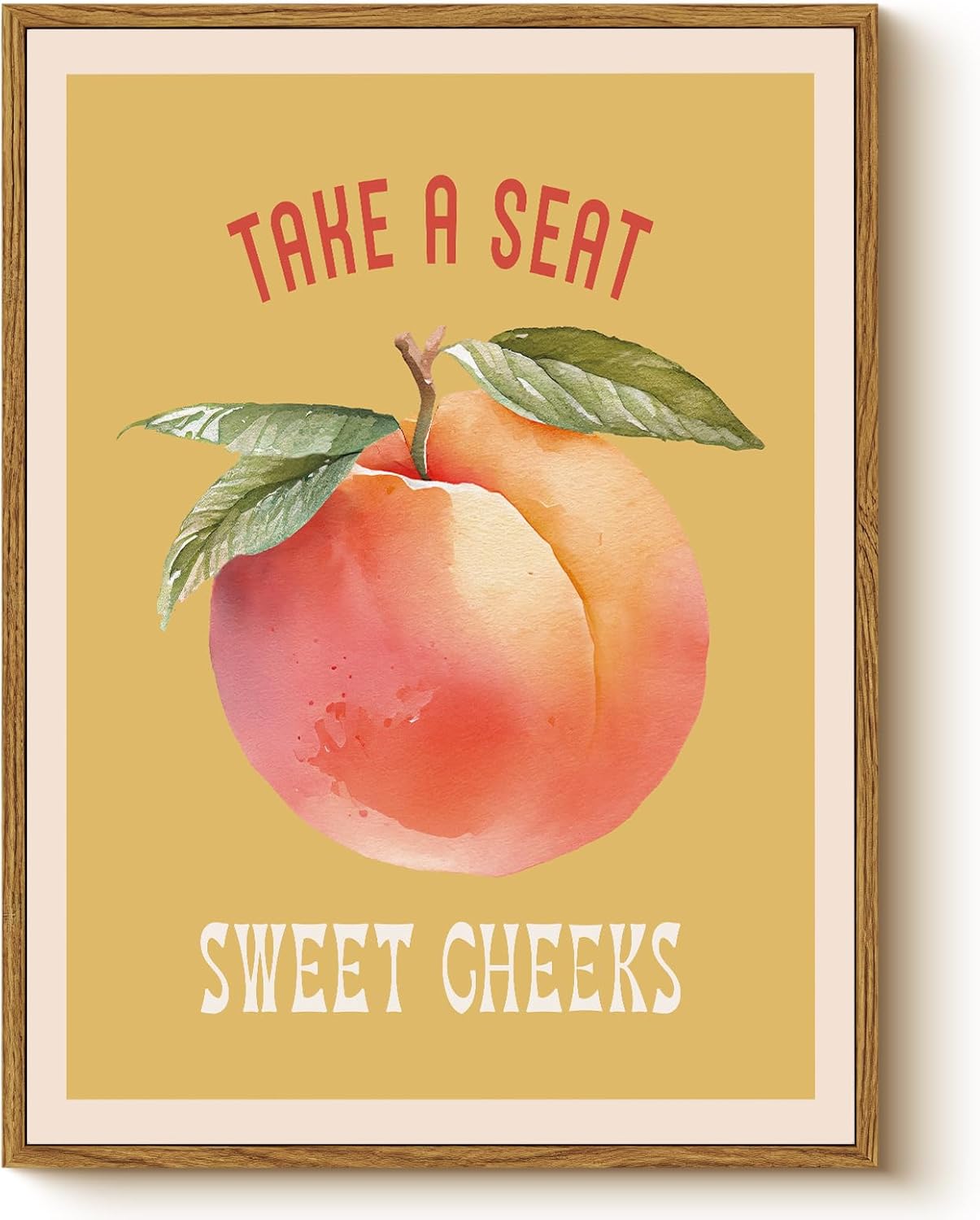Vintage Orange Framed Wall Art — 16" — Peach