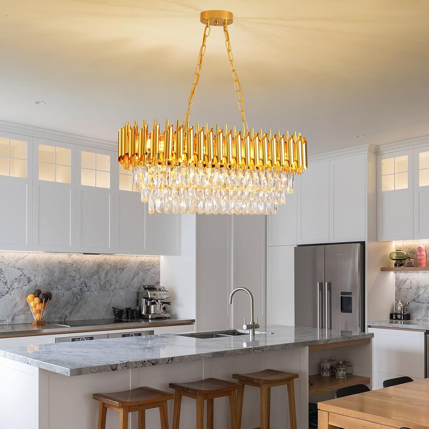 Oval Luxe Black Chandelier — 8-Light - View 7