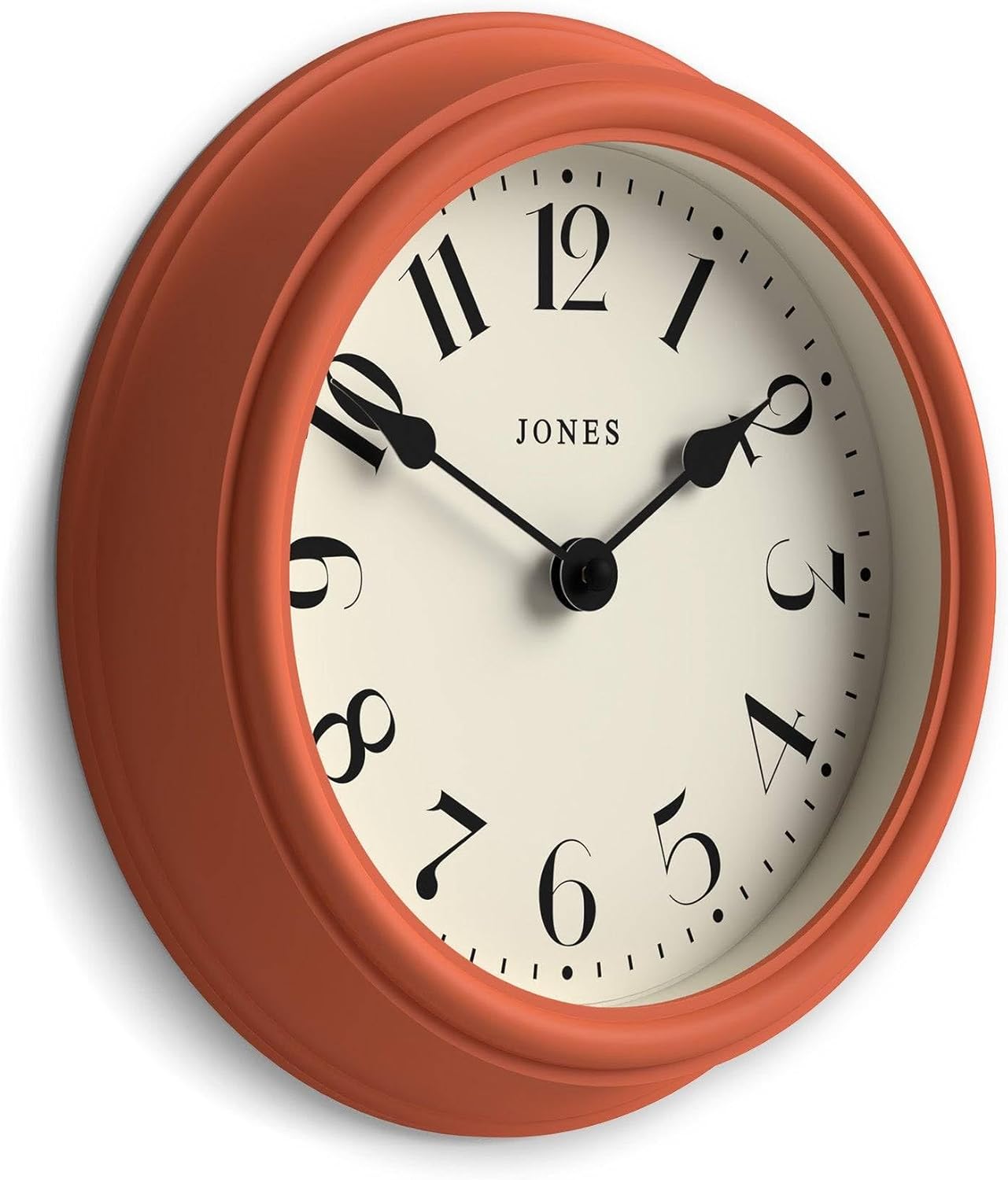 Round Beige Wall Clock — Terracotta Orange