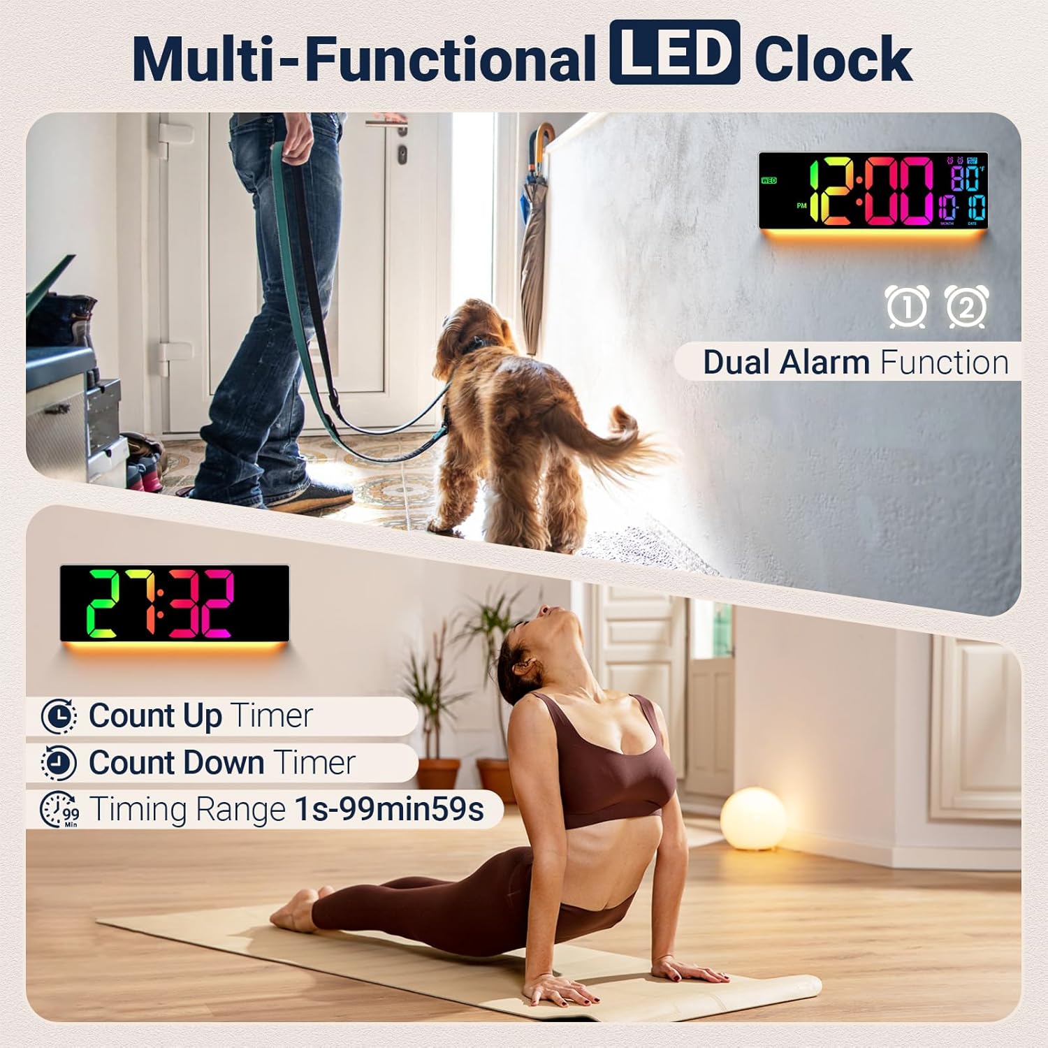 RGB Beige Wall Clock — 16.5" - View 4