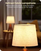 Linen Modern Beige Bedside Lamp — 6" - View 3