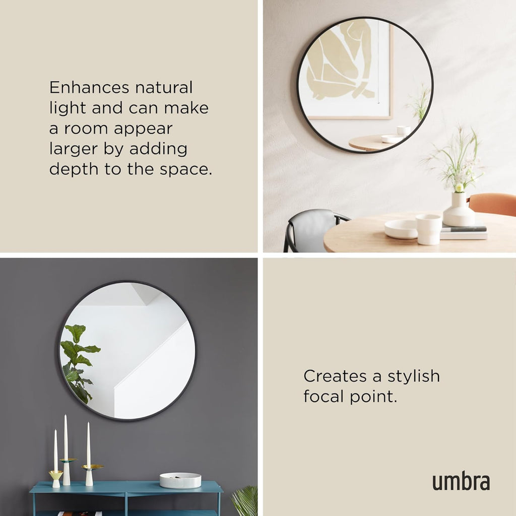 Round Modern Beige Wall Mirror — 37" - View 6