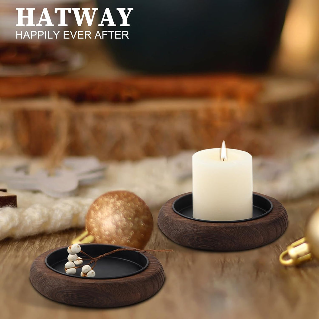 Round Farmhouse Brown Pillar Candle - View 5