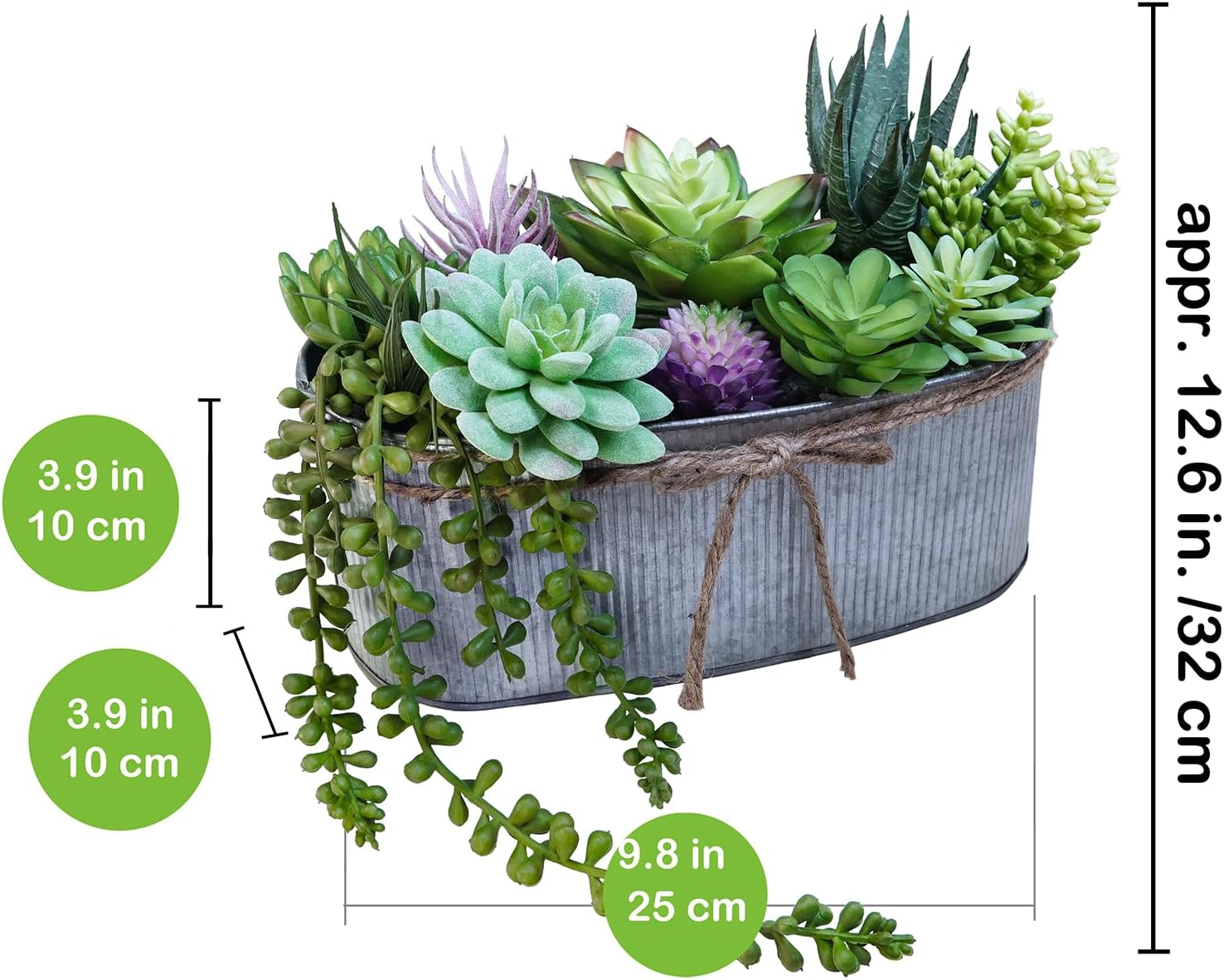 Oval Farmhouse Metal Artificial Plant — 10" - View 2