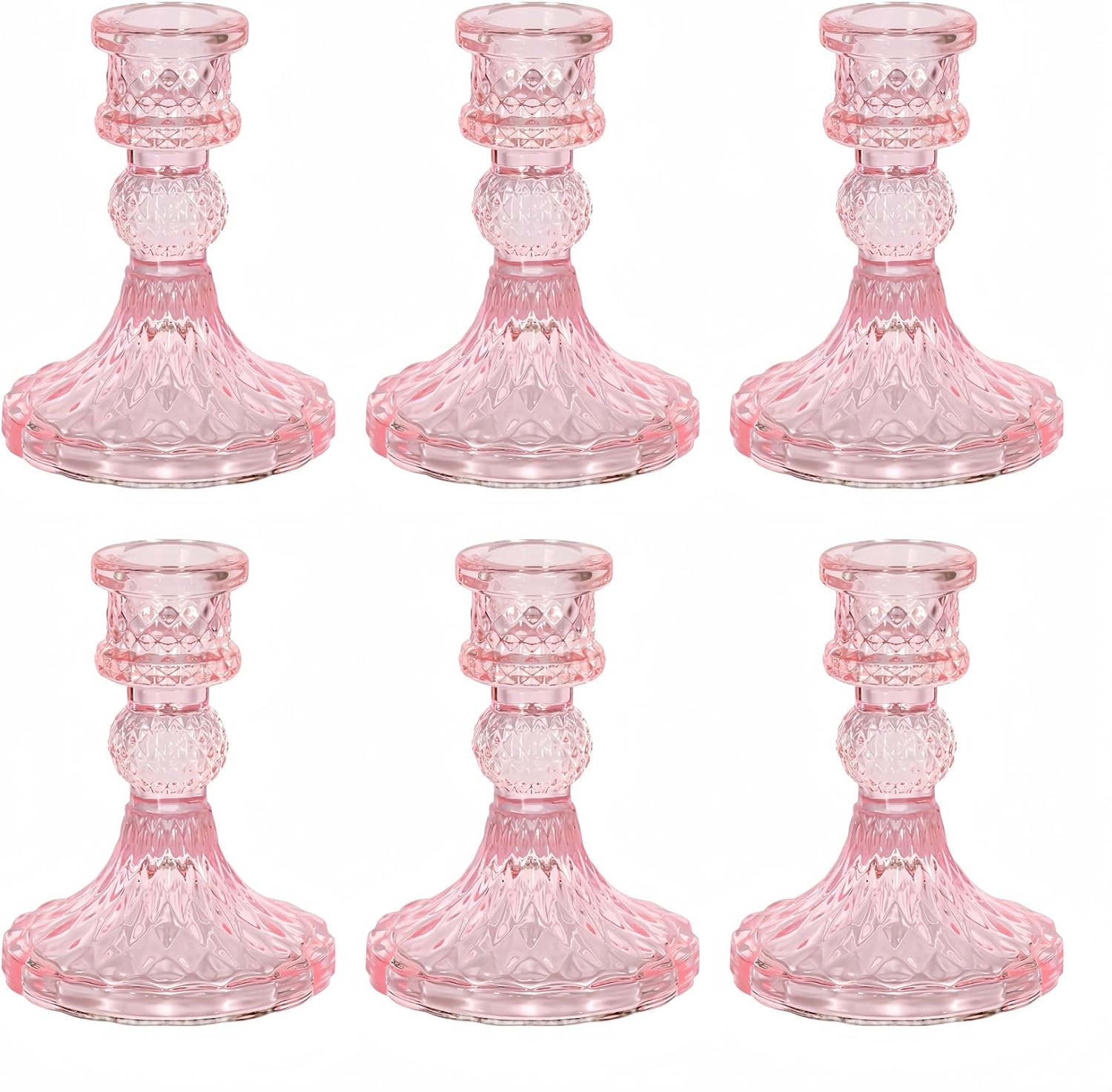 Black Candle — Set of 6 — Pink Dimond