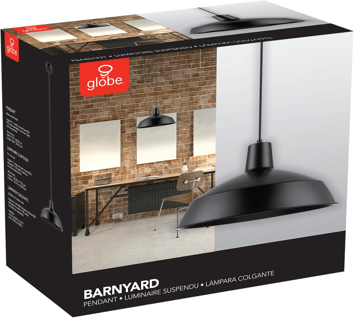 Black Pendant Light — 1-Light - View 10