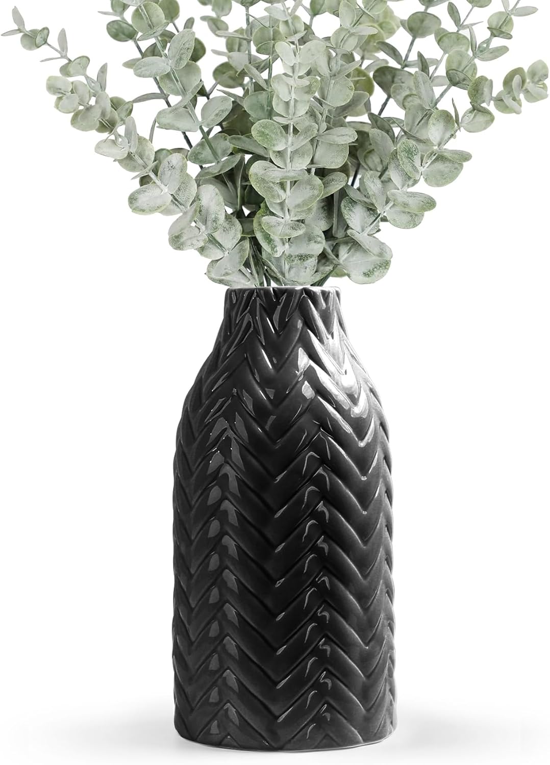 Boho Black Decorative Vase — 8" — 03-black-weave