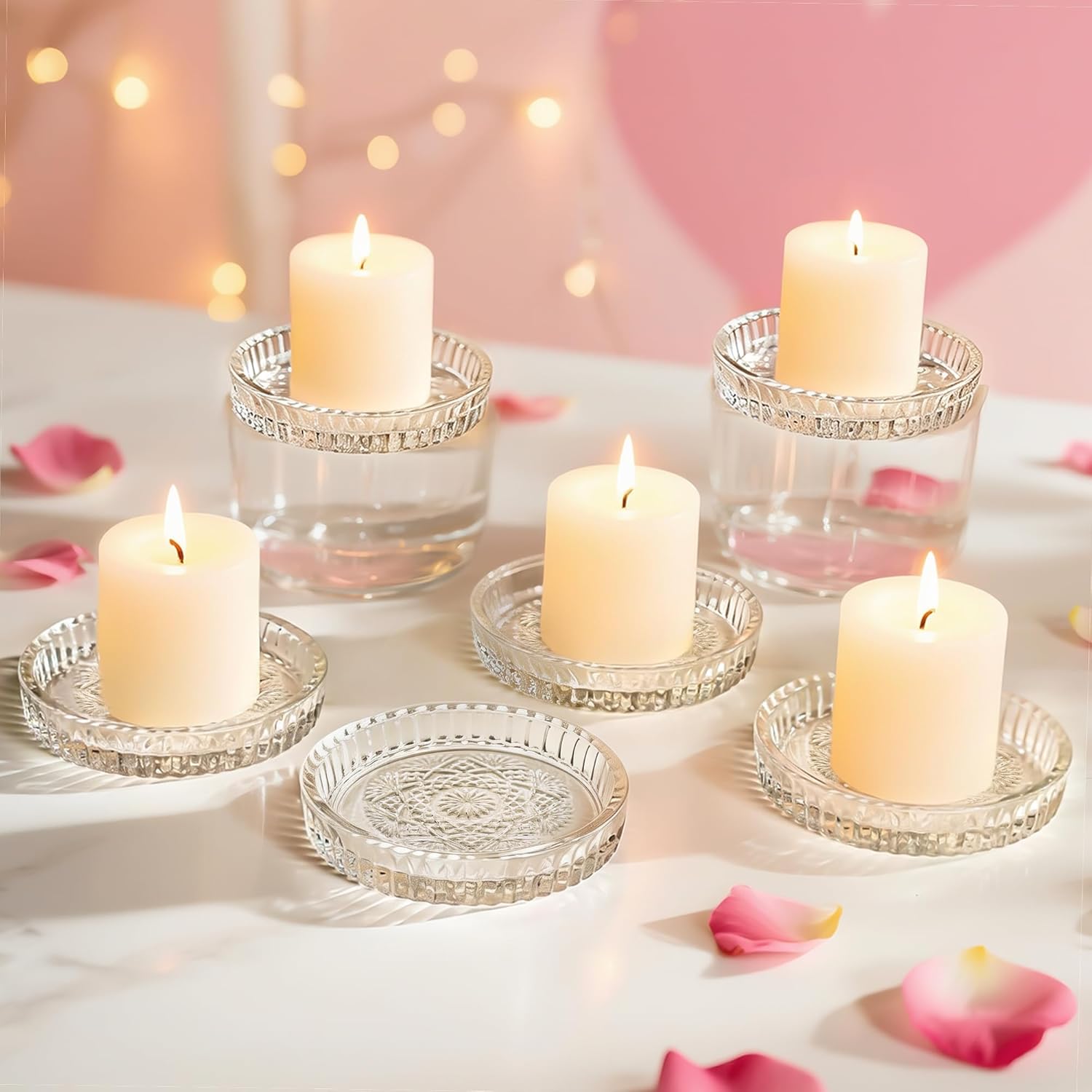 Round Luxe Black Pillar Candle — 4" — Clear,snowflake