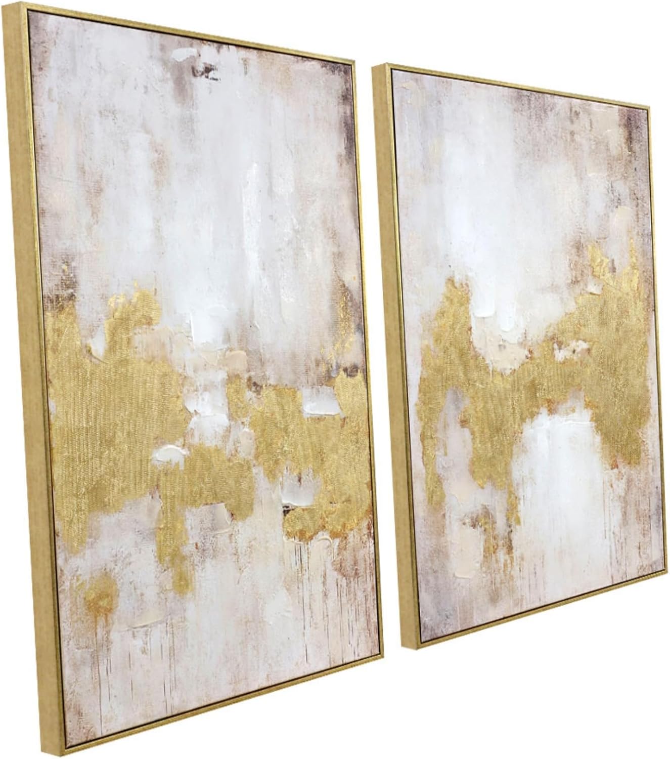 Framed Luxe Gold Wall Art — 32" — Gold Diptych 4