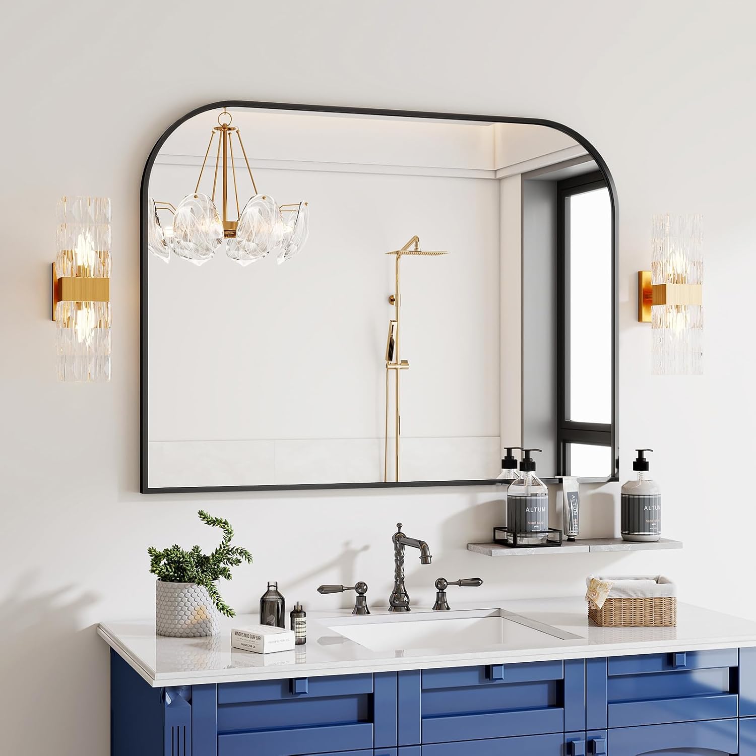 Framed Luxe Black Vanity Mirror — 30" — Black