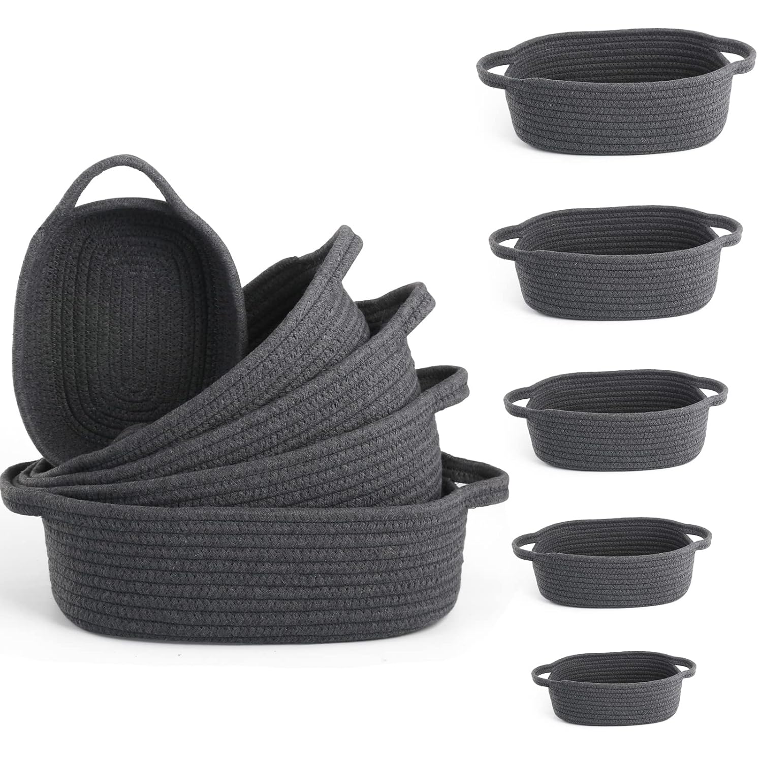 Boho Grey Basket — Set of 5 — Dark Gray