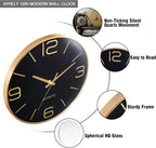 Battery Operated Luxe Black Wall Clock — 12" - View 5