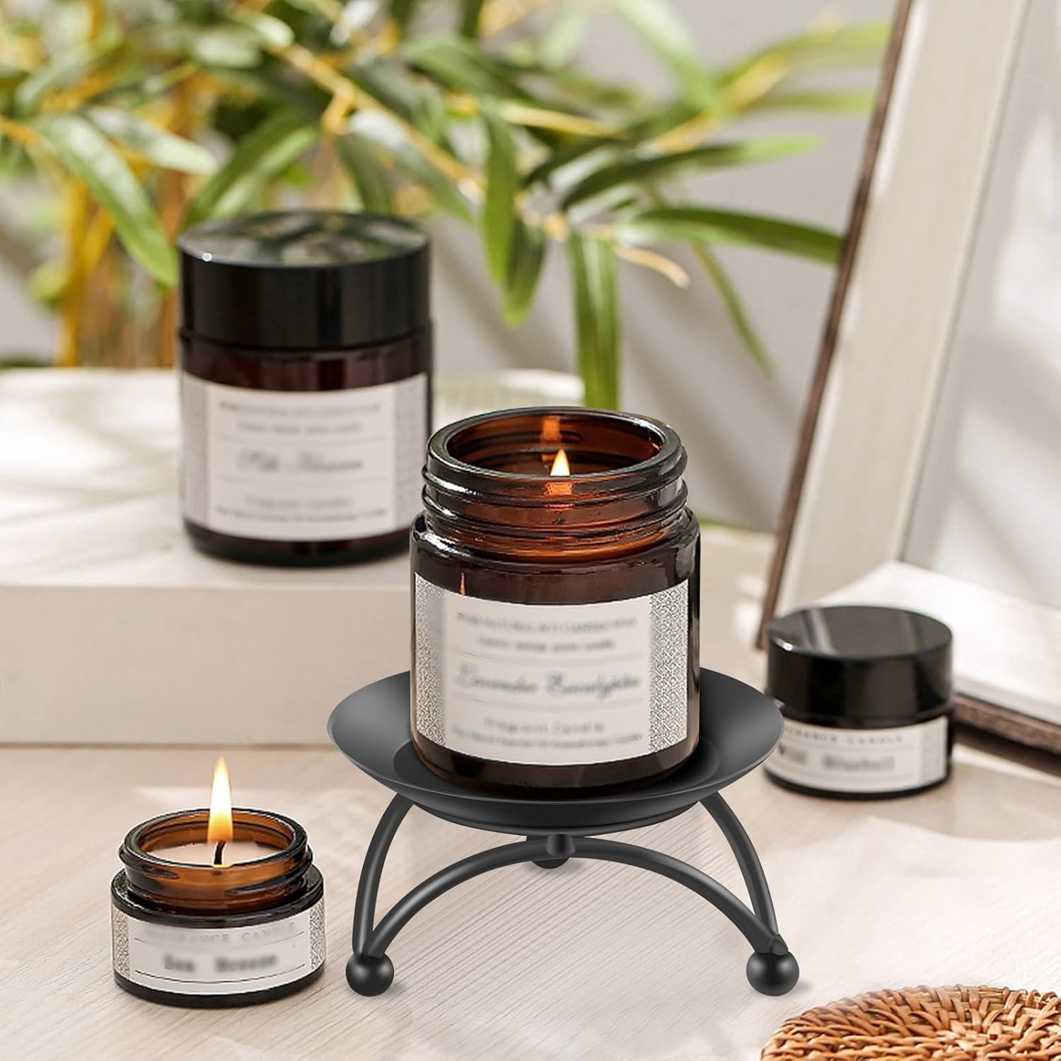 Black Pillar Candle — Set of 2 - View 5