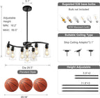 Farmhouse Black Chandelier — 9-Light - View 3