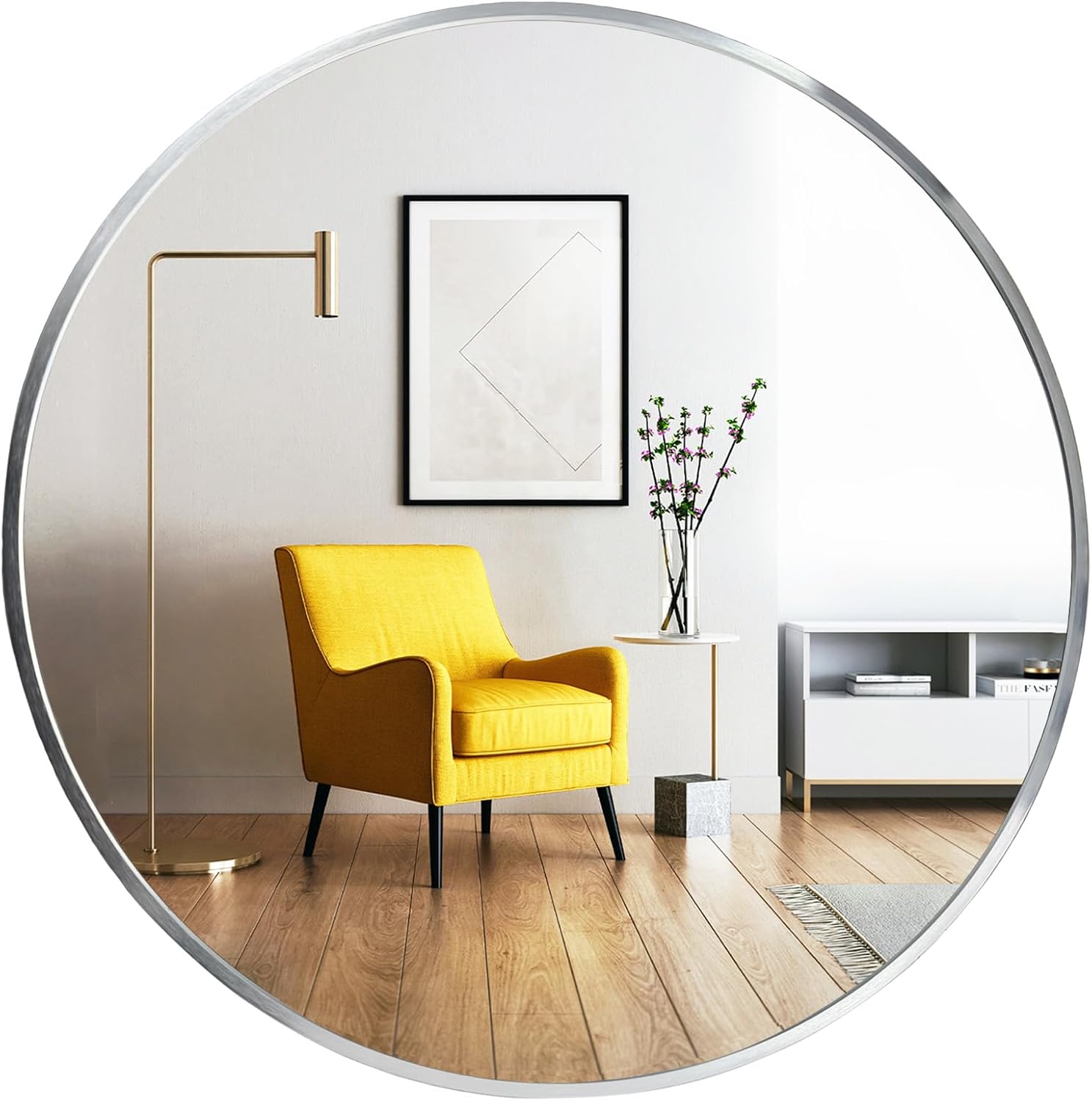 Round Farmhouse Black Wall Mirror — 24" — 24"