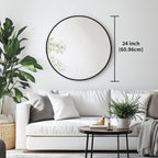 Round Farmhouse Black Wall Mirror — 24" - View 3