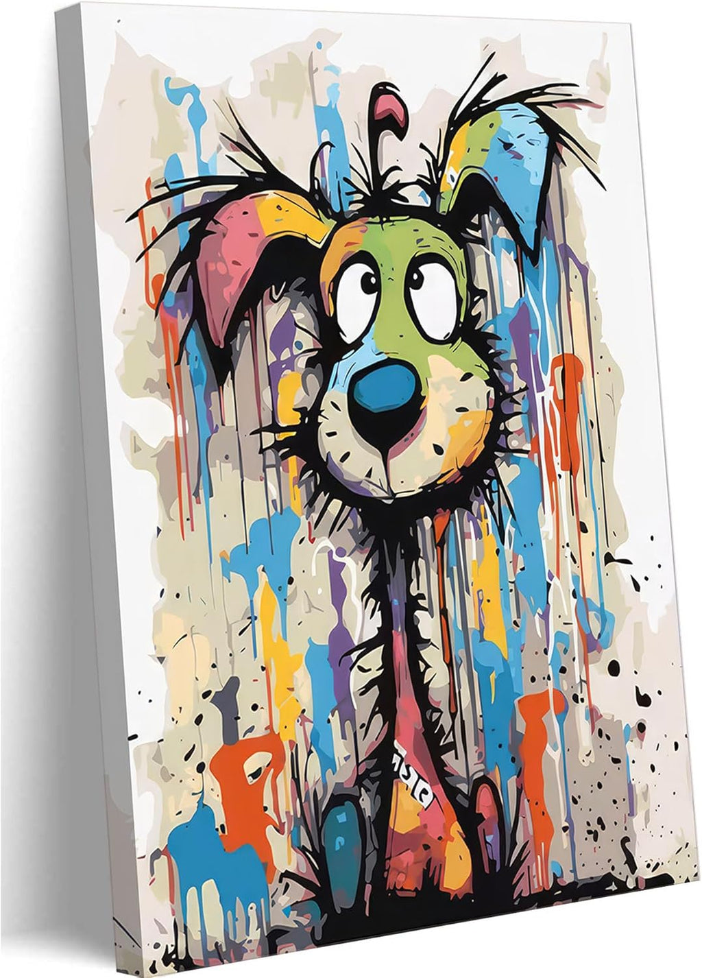 Brown Canvas Wall Art — 12x16 — Graffiti Dog
