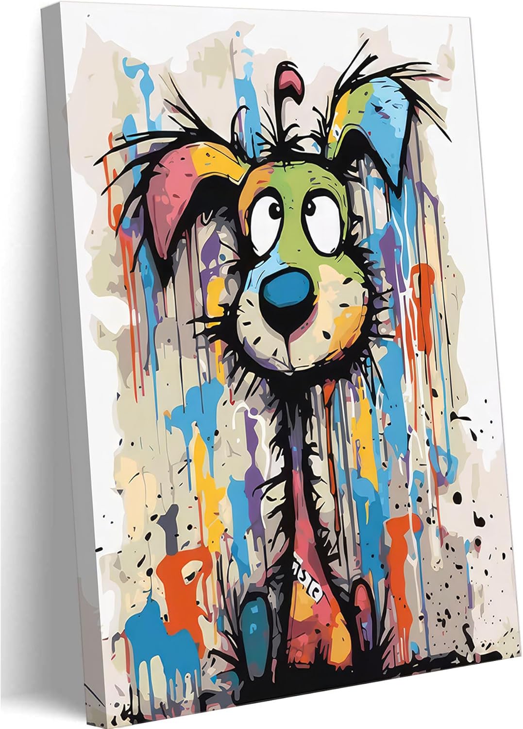 Brown Canvas Wall Art — 12x16 — Graffiti Dog