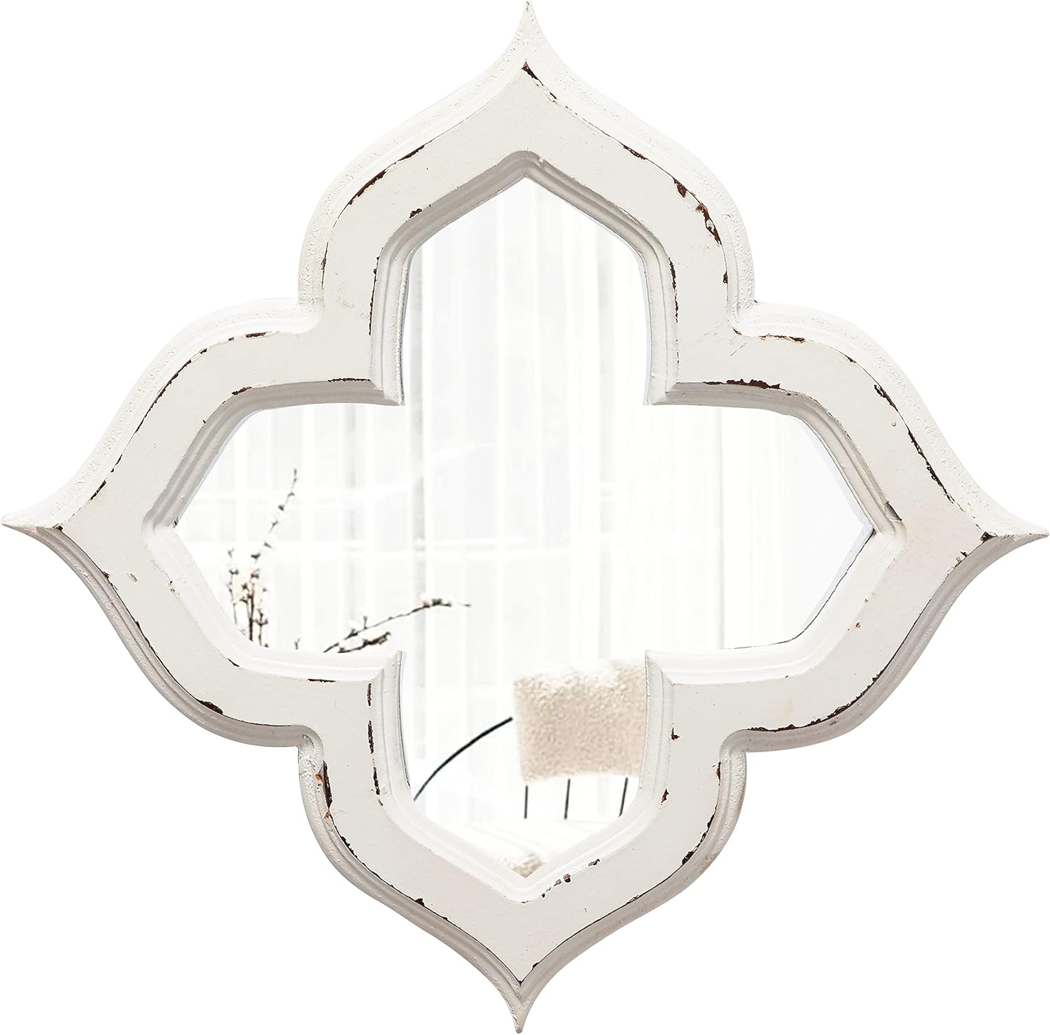 Round Farmhouse Wood Wall Mirror — 1" — Floral