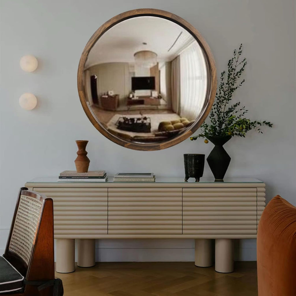 Round Wood Wall Mirror — 6" - View 3