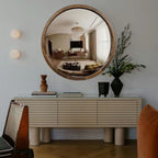Round Wood Wall Mirror — 6" - View 3