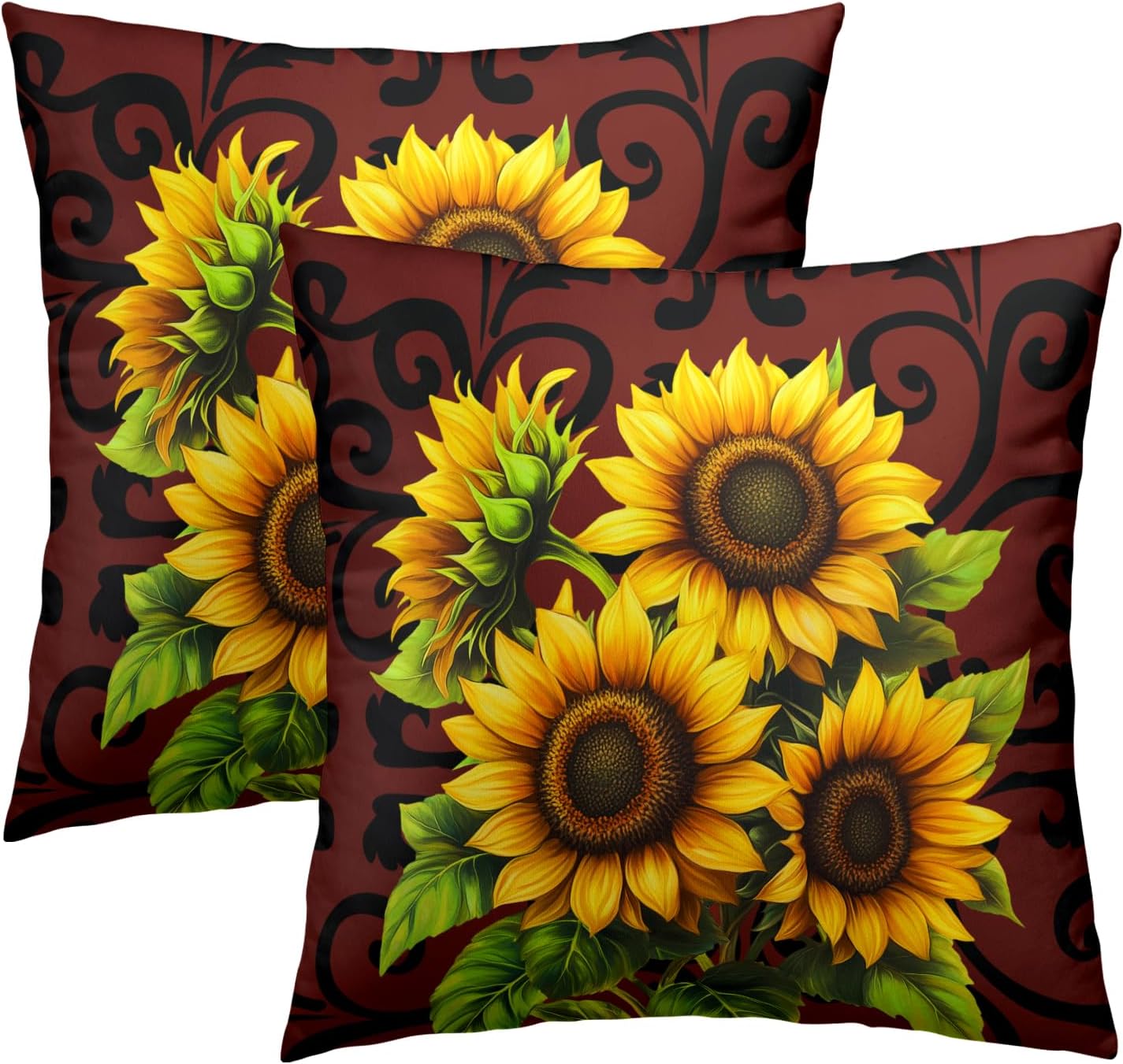 Boho Black Throw Pillow Cover — 16" — 20" x 20" (Pack of 2)