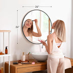 Black Round Mirror — 24" - View 3