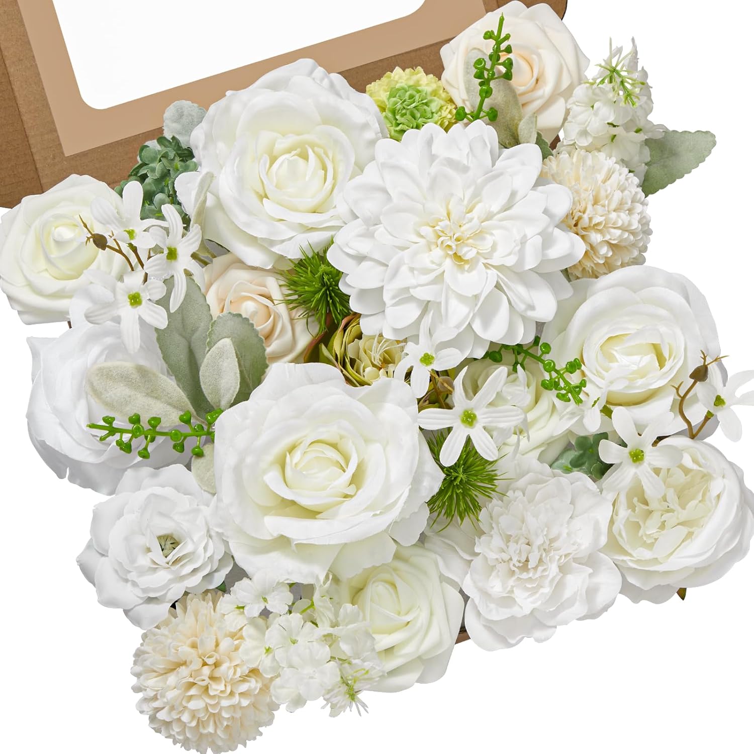 Beige Artificial Flowers — Blooming White Green
