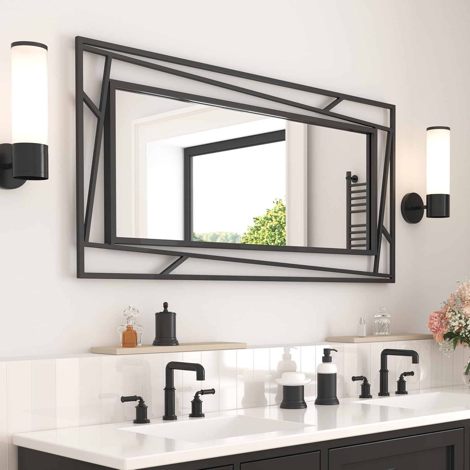 Framed Farmhouse Black Wall Mirror — 28" — Black